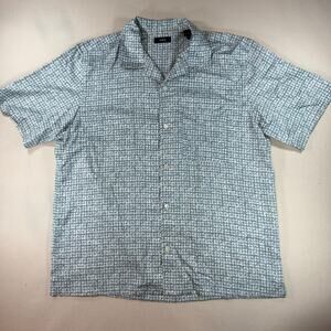 Theory Mens XL Noll SS CC Cut Clover Print 100% Lyocell Camp Collar Shirt